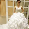 Korean Luxury White Ball Gown long Train Wedding Dress Bridal Gown