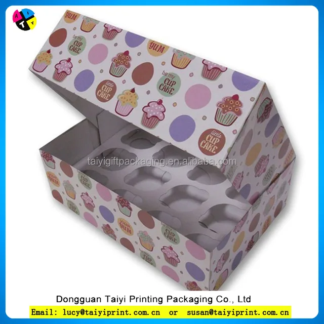 12pcs cupcake paper boxes for candy/chocolate/cake with pvc