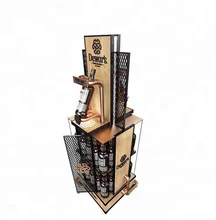 wood wine rack bottle display stand metal display for wine pos