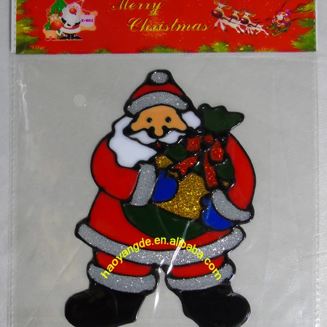 santa claus takes with gift bag christmas wall sticker mirror