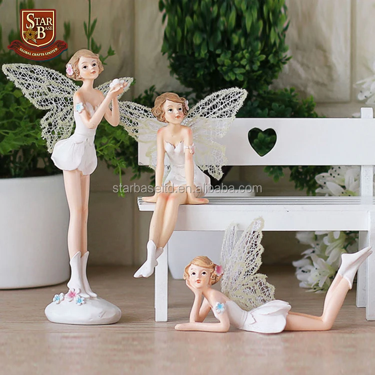 Factory maß kleinen engel ornamente harz miniatur blume günstige fairy figuren