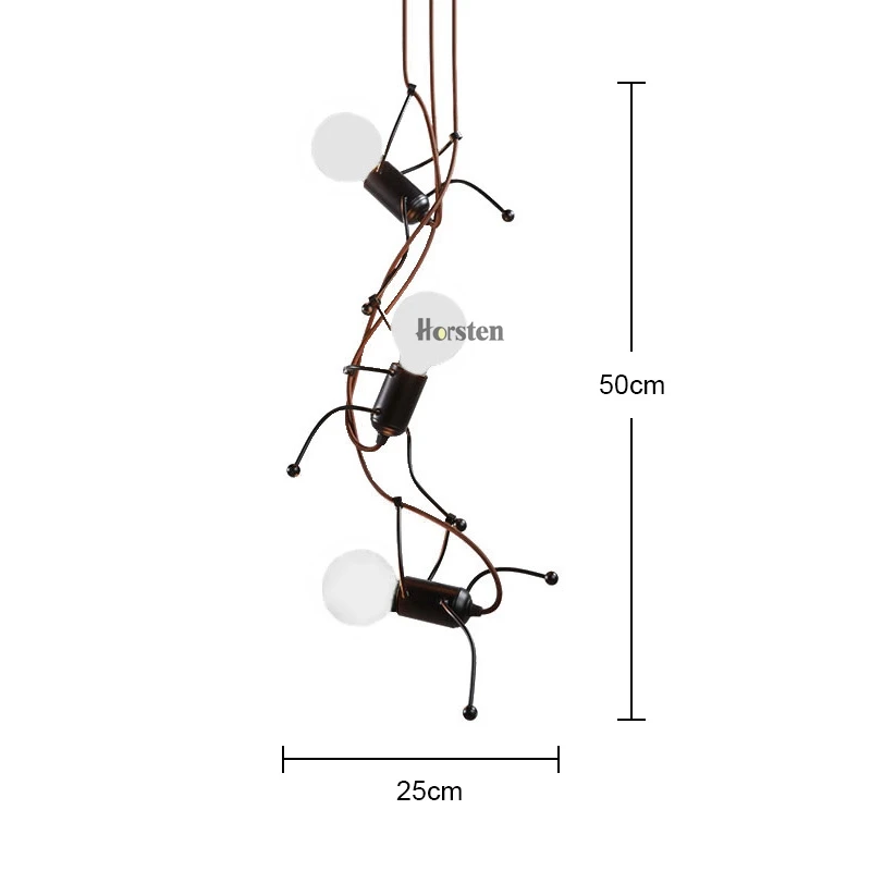 Creative Modern LED Pendant Lamp Black Small Iron Man Pendant Lights For Living Room Children Room Decoration Hanging Lamp (20)