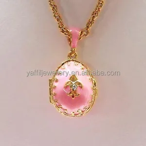 lucky pink enamel pendant,pink faberge egg shape gift items
