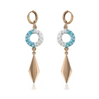 26588 New fancy design multiple color drop earring dubai 18k gold jewelry earring with Rhinestone for women