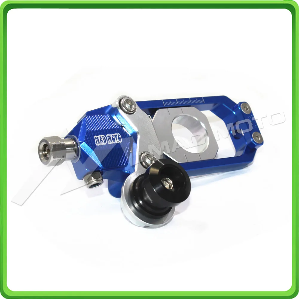 Motorcycle Chain Tensioner Adjuster with bobbins kit for Kawasaki Ninja ZX6R ZX-6R ZX-636 ZX636 2013 2014 2015 2016 Blue&Silver (10)
