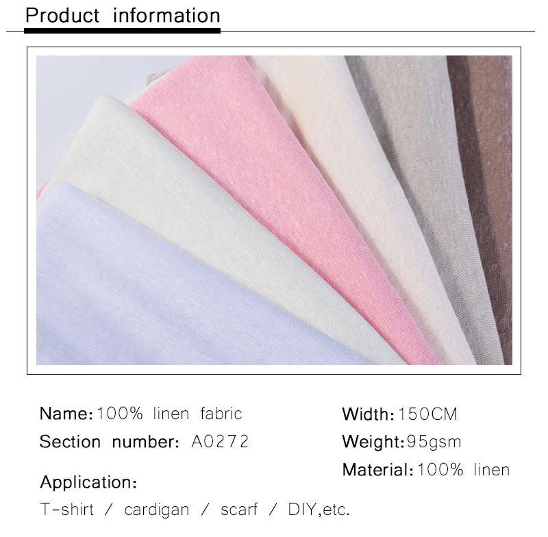 95gsm plain dyed knitted pure linen fabric for shirt