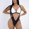 Wholesale Black and White Swimwear Sexy Young Girl Attractive Open Transparent Swimsuit Models Women Sexy Teen Bikini
