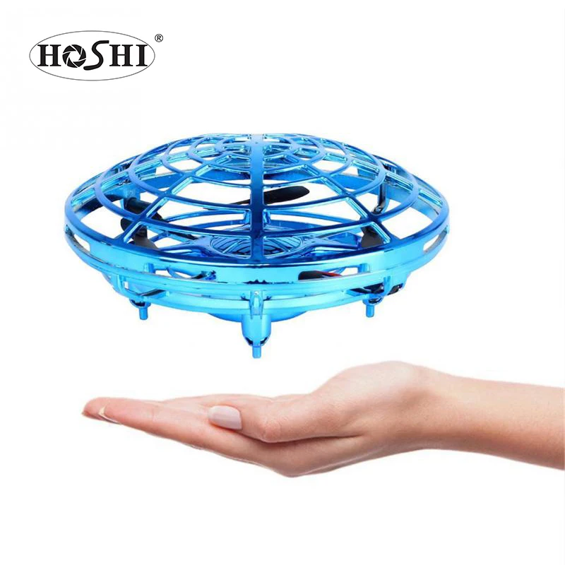 

Hoshi Anti-collision Hand UFO Ball Flying Aircraft RC Toys Led Gift Suspension Mini Induction Drone For Children Boys, Blue/ red