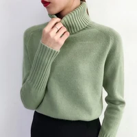 

Wholesale Loose Cashmere Knitted Female Jumper Tops Long Sleeve Winter Turtleneck Sweaters