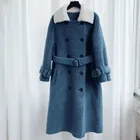 New Design winter lamb shearling trench coat women long coats for ladies