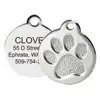 Pet Glow Paw Print Round Stainless Steel Pet ID Tag for Dogs And Cats Personalized Engraved Text