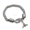 Sport Thick Lobster Clasp Clear Crystal Hockey Stick and Puck Charm Bracelet