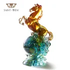 European Featured Crystal Art Glass Liuli Crfat Statue Standing Horse Figurines