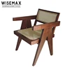 Indoor new solid wood simple design le corbusier pierre jeanneret chair solid wood rattan armchair dining chair for sale