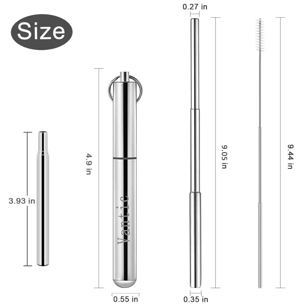 Portable Reusable Drinking Straws - Telescopic Stainless Steel Metal Straw with Aluminum Case & Cleaning Brush (2019, Colors
Portable Reusable Drinking Straws - Telescopic Stainless Steel Metal Straw with Aluminum Case & Cleaning Brush (2019, Colors