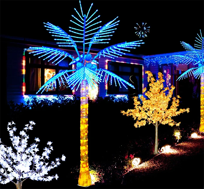 Artificial Outdoor Lighted Palm Tree For Street Plaza Square