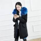 Women wear in winter High quality detachable lining faux fur parka coats with collar