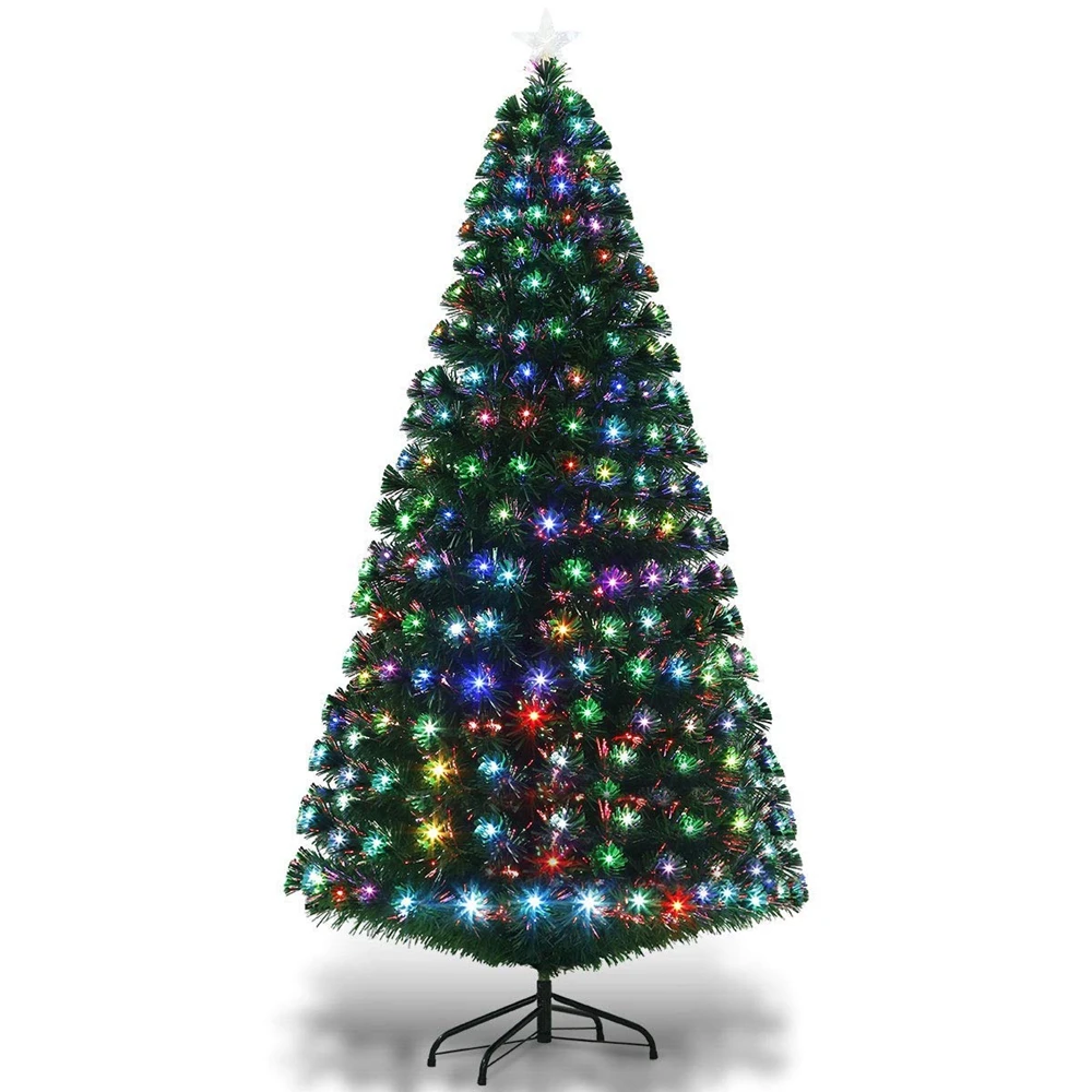 5ft 6ft 7ft зеленый Волокно Оптические искусственные Рождество дерево многоцветный светодио дный LED Большой