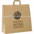 100gsm 4 color printing brown kraft paper bags with paper flat handle for clothes shopping