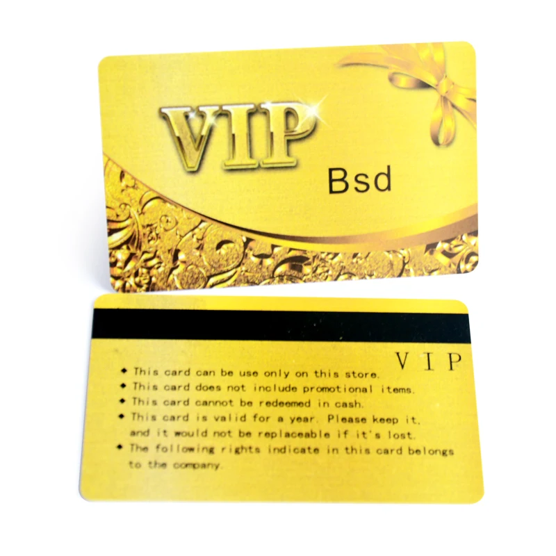 gift gold plated business vip plastic pvc magnetic stripe card