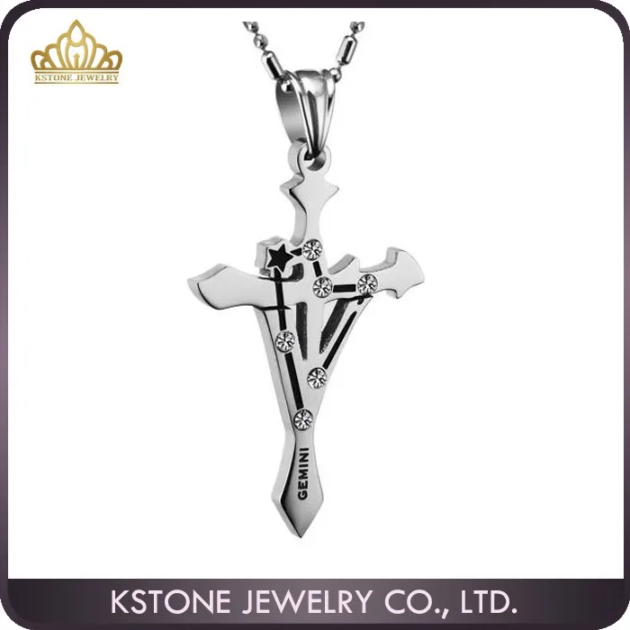 KSTONE Popular stainless titanium steel constellatory gemini pendant necklace