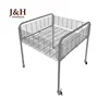 Shop Promotion Movable Merchandise Mesh Rolling Storage Iron Steel Wire Dump Bin Display with Wheels