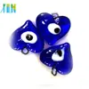 clear blue turkish evil eye heart shape lampwork glass beads