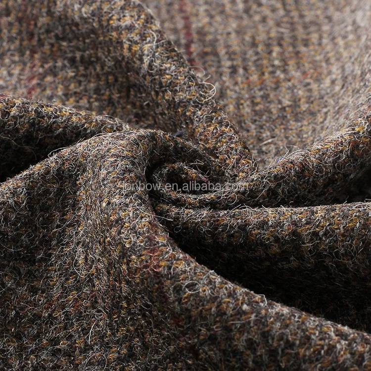 Hohe qualität braun 100% wolle jacke tweed stoff