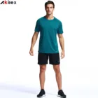 Akilex 2019 Mens short sleeve running T Shirt quick dry sports tops running training tee workout running shirt