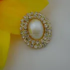Latest Oval Shape Elegant White Pearl Clear Diamond Rhinestone Button Used in wedding invitation