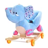 cute promotional customized stuffed plush rocking elephant animal chair with music&wooden base(blue)