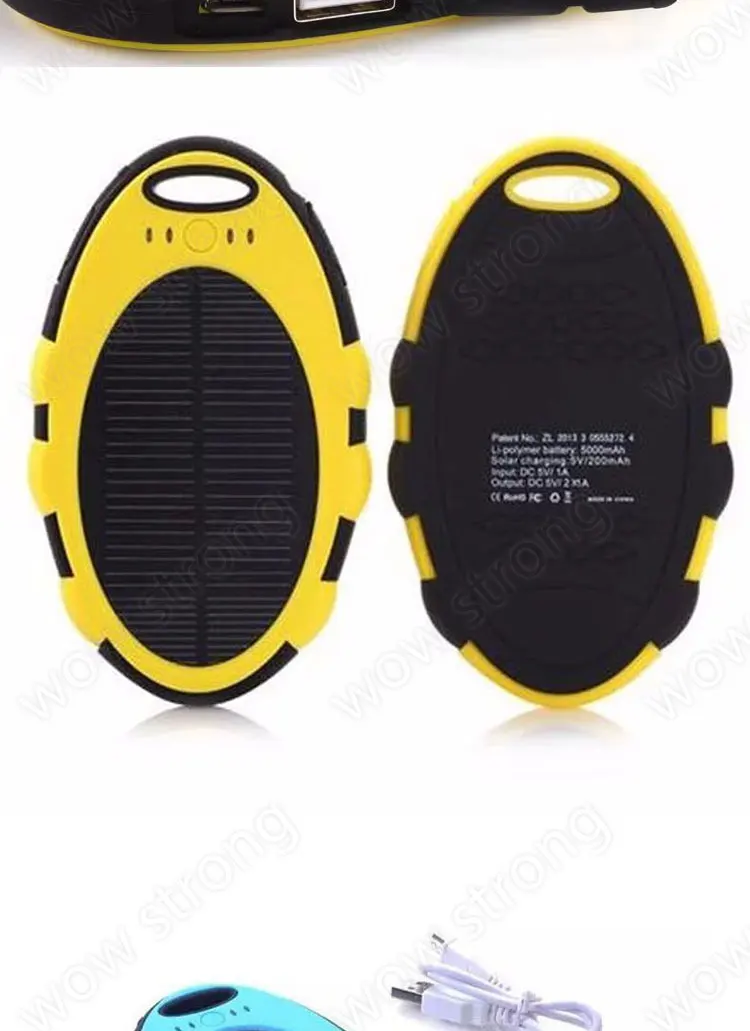 Outdoor Travel Waterproof Solar Power Bank Portable Solar 5000mah Battery For Mobile Phone Charger Power Bank - ANKUX.COM