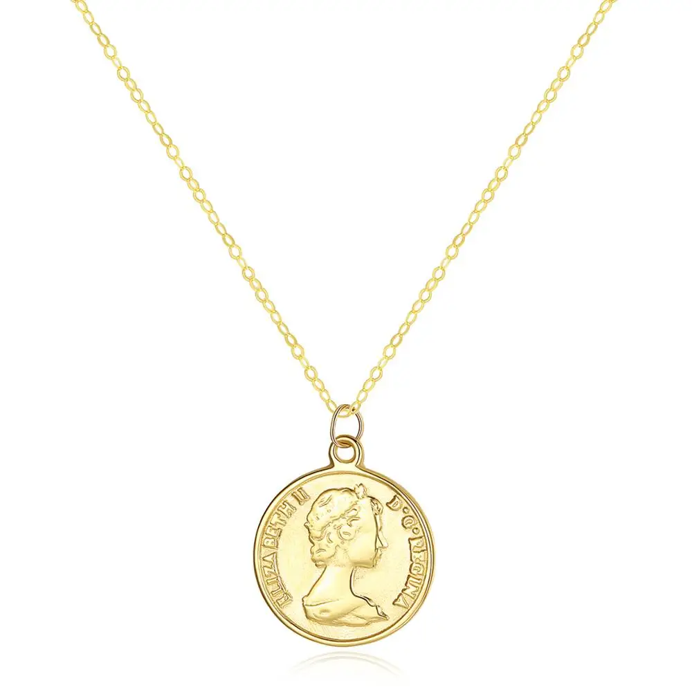 Custom design 14K Gold Elizabeth Round Coin Pendant Necklace for Women Charm Long Chain Necklace 14K Yellow Gold Jewel
Custom design 14K Gold Elizabeth Round Coin Pendant Necklace for Women Charm Long Chain Necklace 14K Yellow Gold Jewel