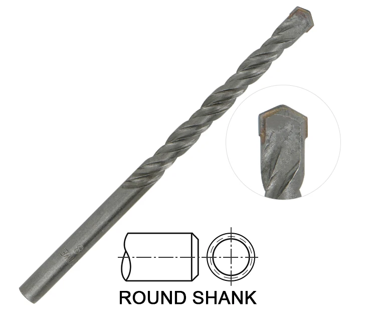 Round Shank Sand Blasted S4 Flute Carbide Tipped Masonry Drill Bit for Concrete Brick Masonry Drilling