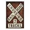 Rail Road Crossing Tracks Vintage Tin Sign Decor Wall Cafe Bar Pub Wave Garden Room Garage Club Plaque Painting Retro Metal