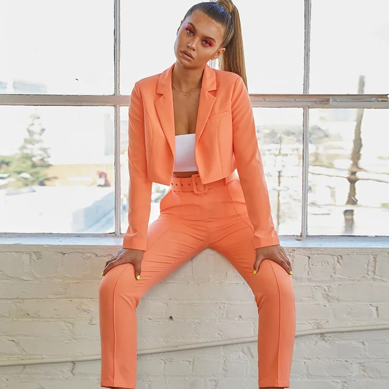 women two pieces clothing sets 2019 fashion girl fashion blazer ladies sexy coat and pants sets, Pink;green;orange
women two pieces clothing sets 2019 fashion girl fashion blazer ladies sexy coat and pants sets, Pink;green;orange