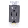 North american high speed usb charger wall outlet with dual usb outlet black color 3.6Amp usb charger receptacle 20A FTR20-3600
