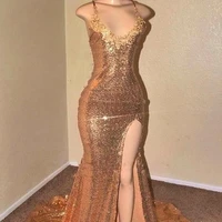 ZH1212X Gold Sequins Mermaid Prom Dresses 2019 New Sexy Cross Backless Spaghetti Straps Front Split Long Evening Gowns
ZH1212X Gold Sequins Mermaid Prom Dresses 2019 New Sexy Cross Backless Spaghetti Straps Front Split Long Evening Gowns