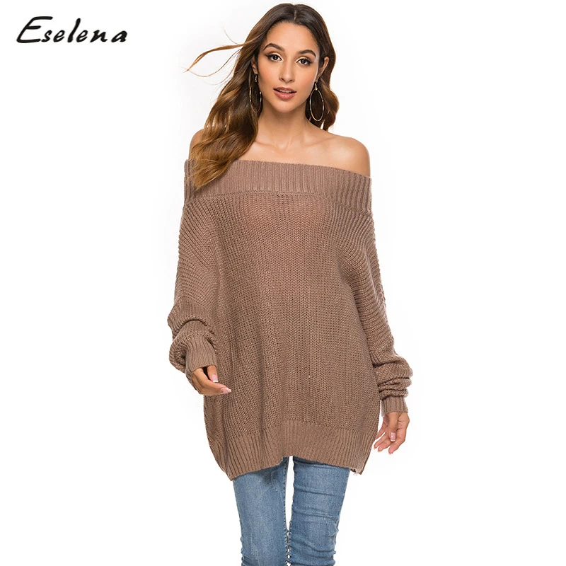 Autumn And Winter new style one word neck loose knit pullover women plain large size casual sweater dress
Autumn And Winter new style one word neck loose knit pullover women plain large size casual sweater dress