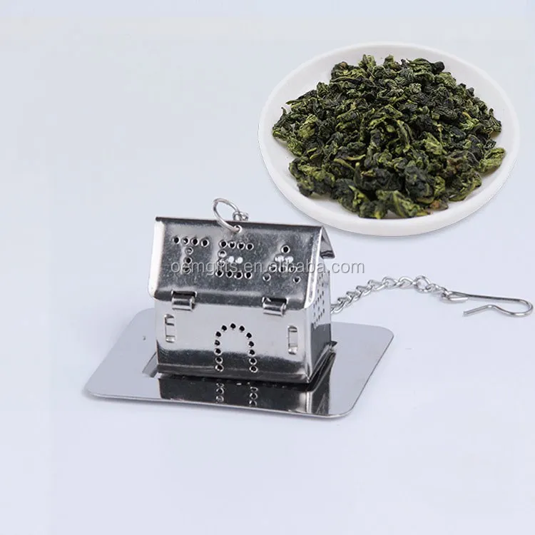Promo custom Stainless Steel House Shape Tea Infuser With Plate