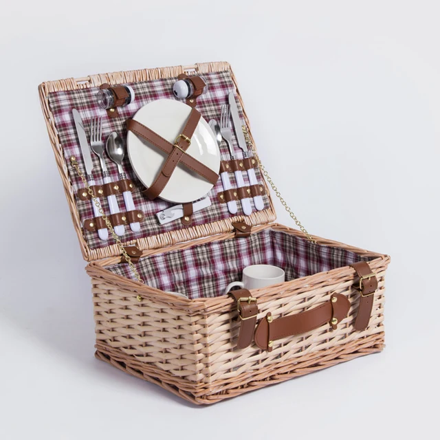 wholesale 2 person willow gift empty wicker picnic baskets
