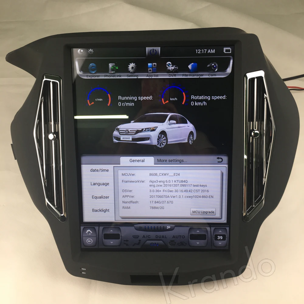 Krando Android 7.1 Tesla 15" Vertical Screen Car Dvd Player For Honda