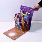 3D music wedding invitation card voice recordable Musical Merry Christmas Greeting Card With fiber optic LED Lights