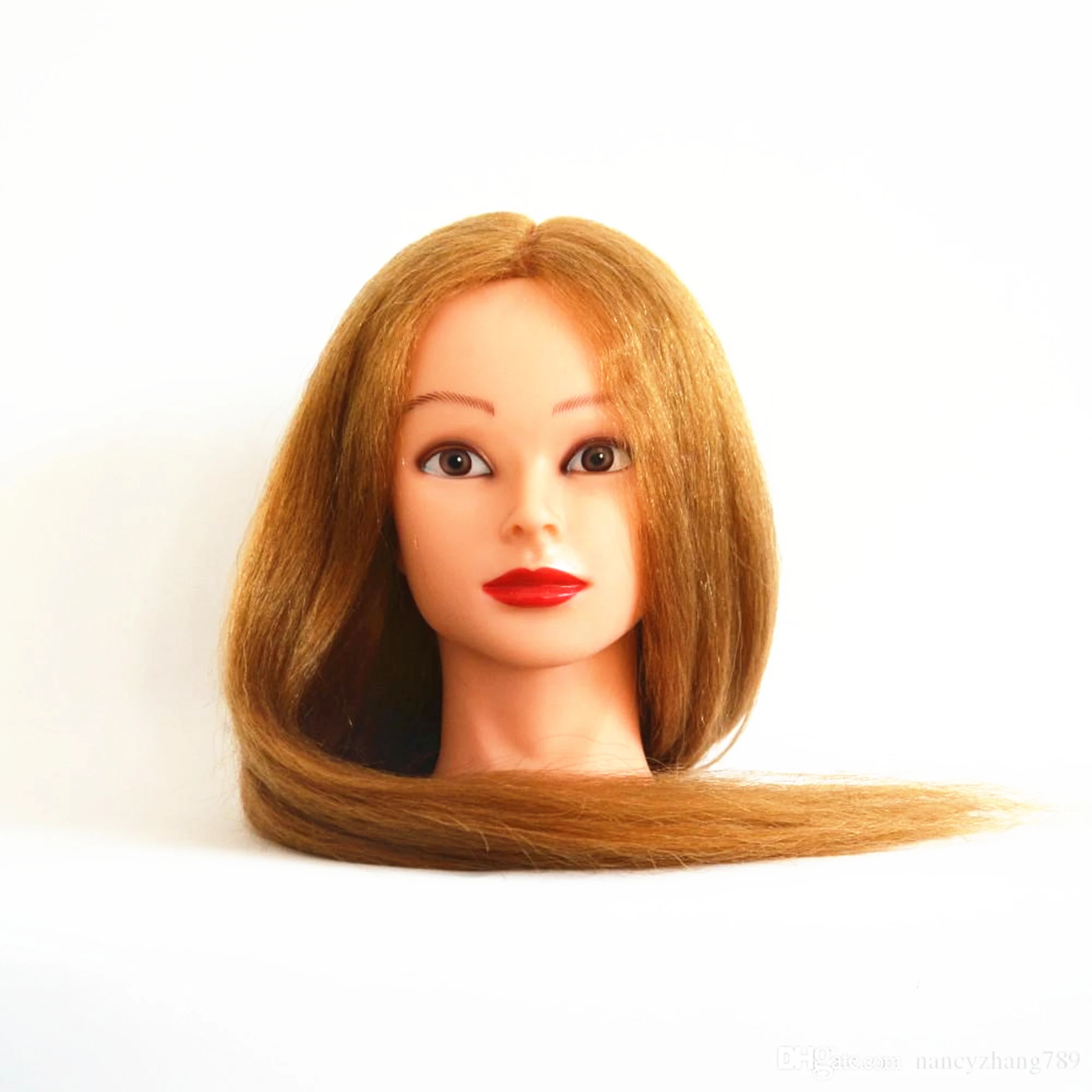 22inch 100 Human Gold Hair Brown Dummy Hairdresser Training Doll