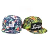 All over printing leather strap 5 panel unstructured camp hats