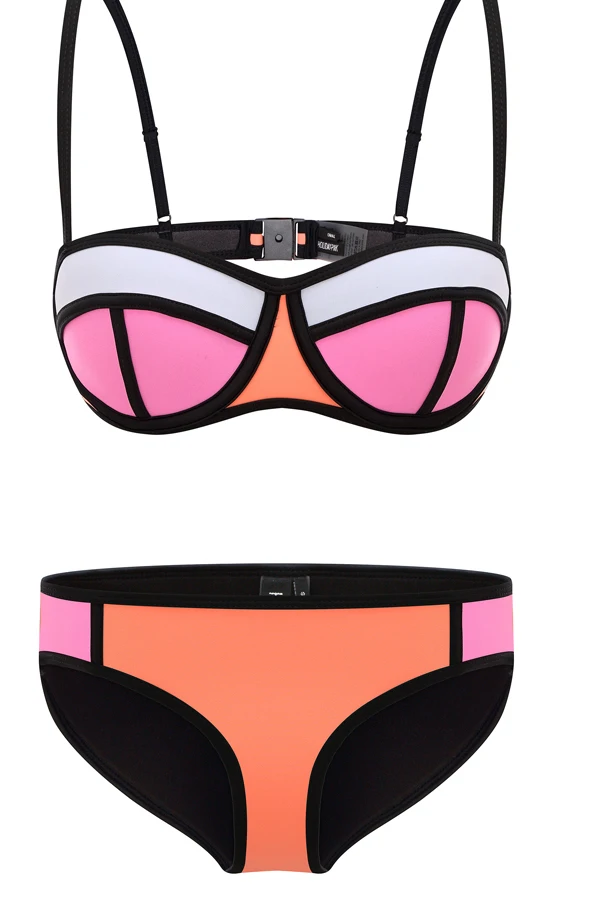 women swimwear 2015 Free shipping bikini suit neoprene bikini maillot de bain bikini push up HOLIDAY-PINK bathing suits
