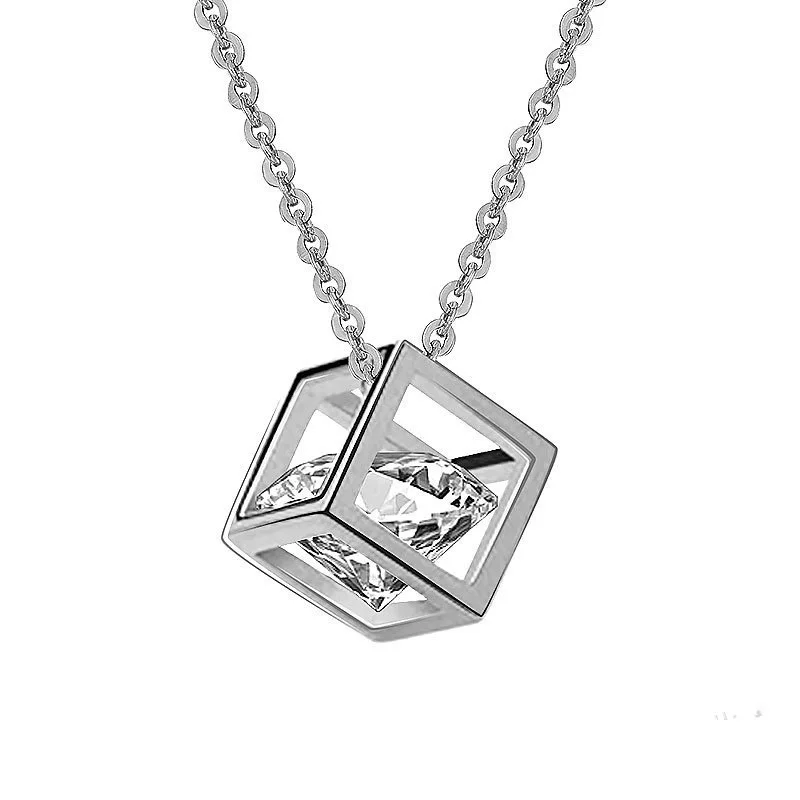 Women Silver White Gold Plated CZ Crystal Pendant Necklace Magic Cube Square Shape Cubic Zirconia Necklace, Picture
Women Silver White Gold Plated CZ Crystal Pendant Necklace Magic Cube Square Shape Cubic Zirconia Necklace, Picture