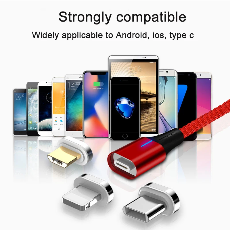 3 in 1 Magnetic Charger Cable Lighting Android Micro USB Type C 3A fast charging cable for Mobile Phone - ANKUX.COM