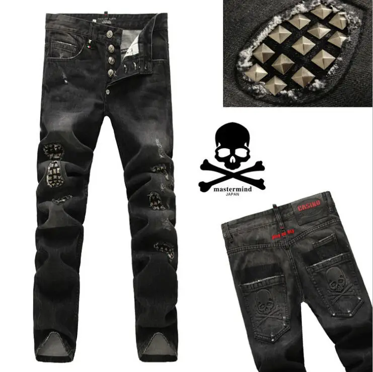 black distressed biker jeans mens