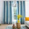 Curtains for Bedroom Printed Geometric Kitchen Curtain Blue Linen Curtain